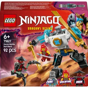 LEGO NINJAGO komplekts 71827 Zane kaujas tērpa mehs, 92 detaļas, 2 minifigūras, augstums 100 mm, vecumam 6+