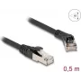 Tīkla kabelis DeLOCK RJ45 Cat.8.1 45° leņķa spraudnis uz taisnu spraudni 0,5 m melns