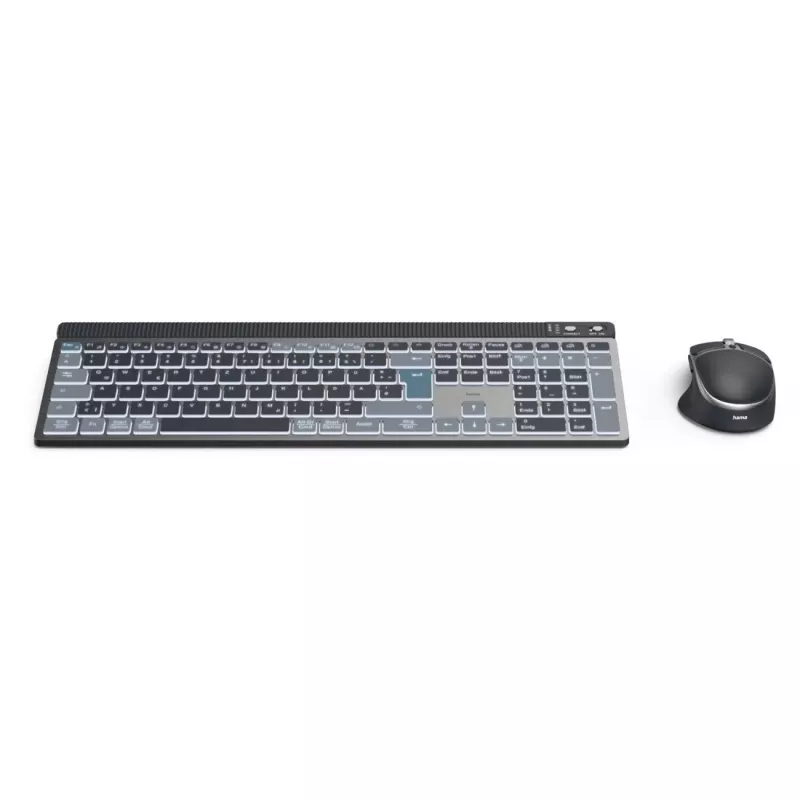 Bezvadu vairāku ierīču tastatūras un peles komplekts HAMA WKM-750 — melns, bezvadu savienojums