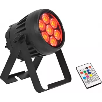 LED PAR gaisma EUROLITE AKKU IP PAR 7 QCL CRMX MK2 — ar baterijām darbināms RGBW augšējais apgaismotājs ar QCL gaismas diodēm un CRMX