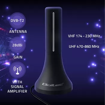 Televīzijas antena QOLTEC TV DVB-T/T2 Qoltec (iekštelpu/āra) modelis 57065