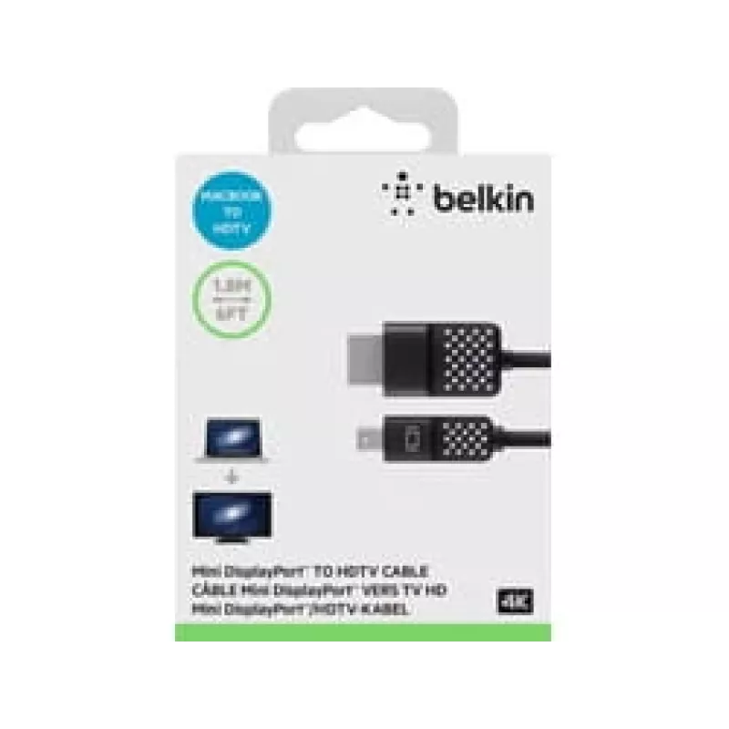 Mini DisplayPort uz HDTV kabelis, 1,8 m, Mini DisplayPort, HDMI, vīriešu, vīriešu, melns