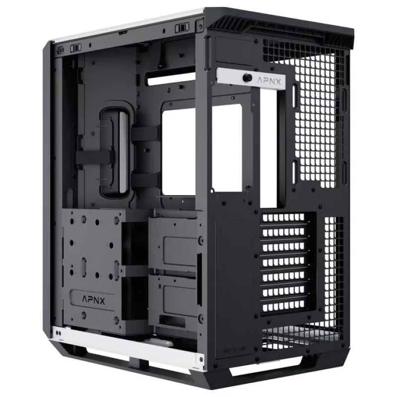 PC korpuss APNX V1, Midi-Tower, ATX, melns/balts