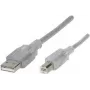 Renkforce RF-4538148 USB kabelis 3 m USB 2.0 USB A USB B caurspīdīgs (RF-4538148)