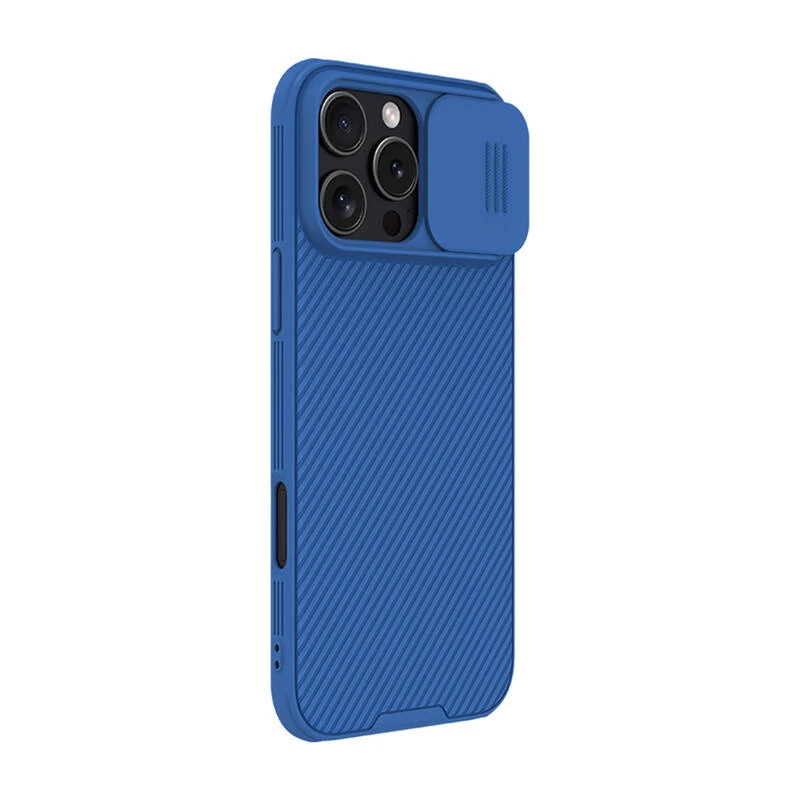 Aizsargājošs telefona maciņš Nillkin CamShield Pro iPhone 16 Pro Max, zils, bīdāms kameras vāciņš