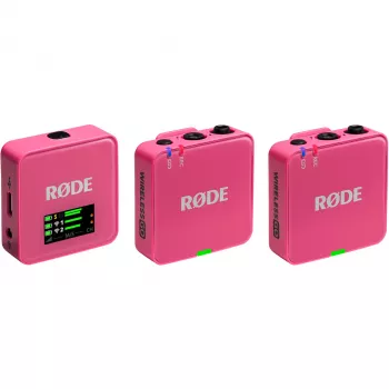 Bezvadu mikrofons RODE Wireless GO III Pink — kompakta divu kanālu raidītāja un uztvērēja sistēma