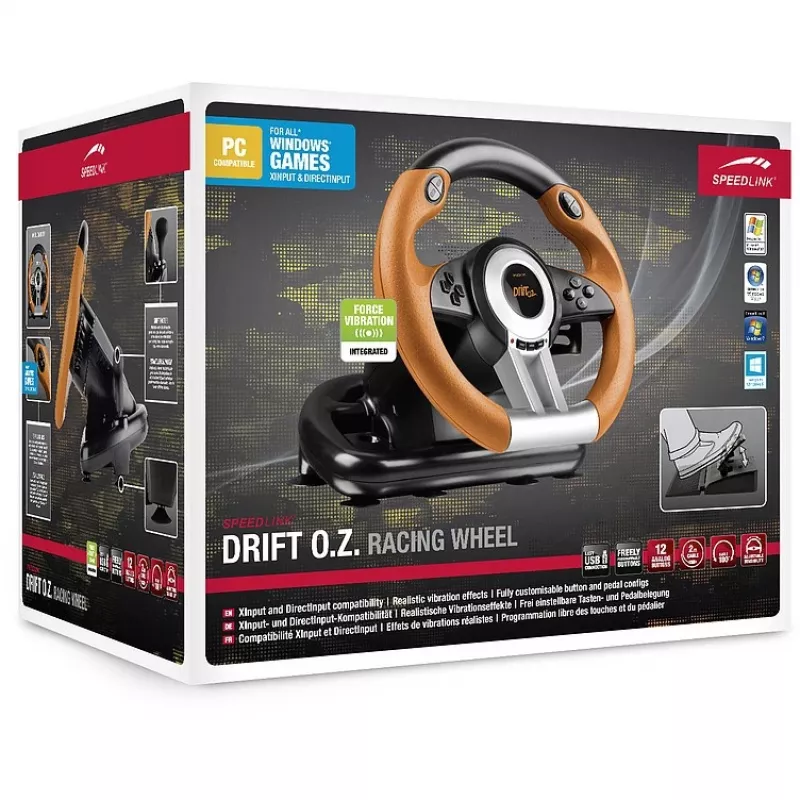 Stūre + pedāļi Speedlink DRIFT O.Z. melni pelēki oranži
