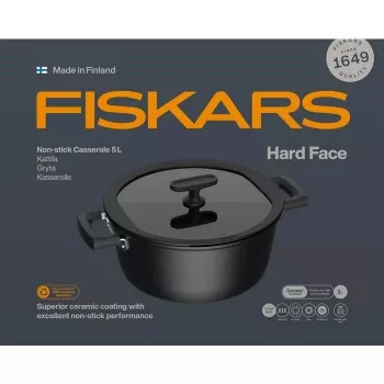 Keramikas katls Fiskars HARD FACE 5 L ar vāku, nepiedegošs pārklājums