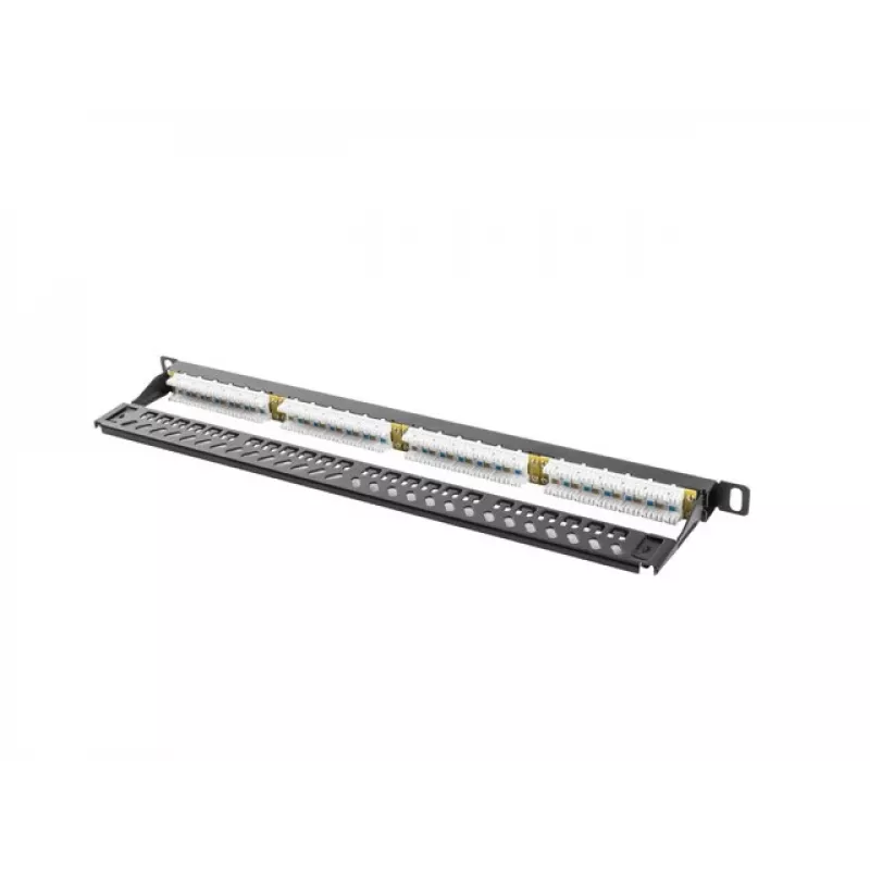 Lanberg PPU5-0024-B - RJ-45 - Cat5, Cat5e - melns - metāls - montāža statnē - 0,5U (PPU5-0024-B)