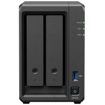 NAS atmiņas serveris SYNOLOGY DP320 Desktop R1600, 8 GB RAM, 16 TB, 2 nodalījumi, HDD atbalsts, RAID, melns