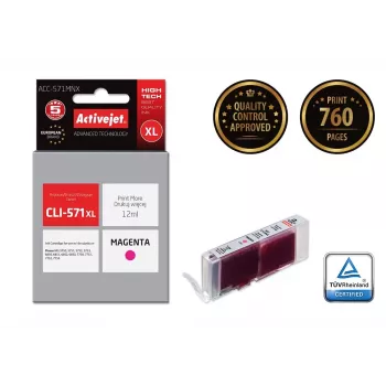 Activejet ACC-571MNX tinte (maiņa pret Canon CLI-571XLM; Supreme; 12 ml; purpursarkanā)