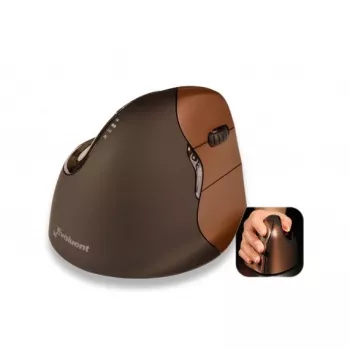BakkerElkhuizen Evoluent 4 Small Wireless, labā roka, vertikāls dizains, lāzera, RF bezvadu, 2600 DPI, melns, brūns