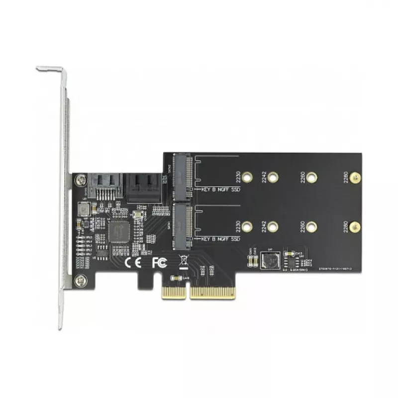 SATA un M.2 PCI Express karte DeLOCK 3 portu SATA un 2 slotu M.2 Key B