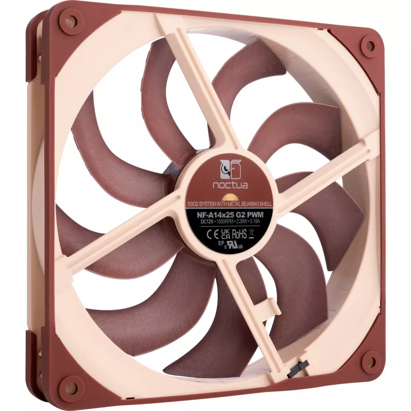 Ventilators Noctua NF-A14x25 G2 PWM 140 mm 1500 RPM SSO2 gultnis 4 kontaktu PWM bēšs