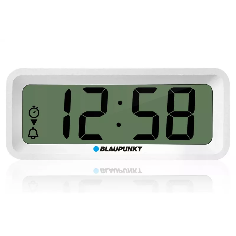Modinātājpulkstenis BLAUPUNKT CL04WH daudzfunkciju pulkstenis, balts — termometrs, kalendārs, snaudas funkcija, 88×37×21 mm