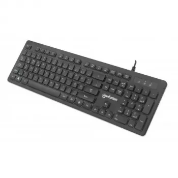 Manhattan spēļu USB tastatūra, Low Force Key Edition, 12 multivides taustiņi, varavīksnes LED fona apgaismojums, USB-A, melna, mazumtirdzniecības kaste (vācu izkārtojums)