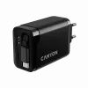 Lādētājs CANYON OnCharge 65RC ar iebūvētu USB-C vadu, 65W, 1x PD, 1x QC, ES kontaktdakša, melns