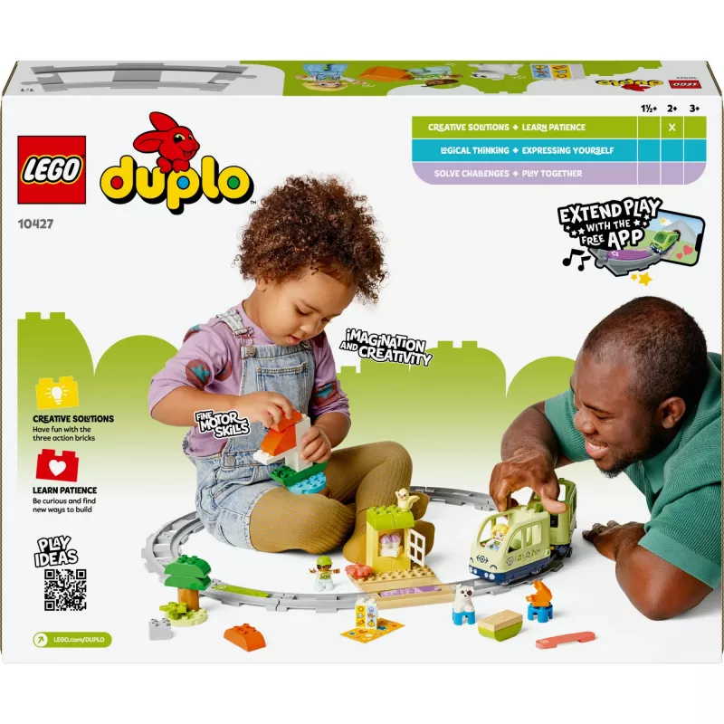 Rotaļu vilciena komplekts LEGO DUPLO Interaktīvais piedzīvojumu dzelzceļš 10427, 57 gab., 2 mini figūriņas, vecumam 2+