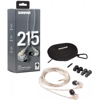 Shure SE215 Pro austiņas ar vadu, iekšējās, skatuves/studijas, caurspīdīgas