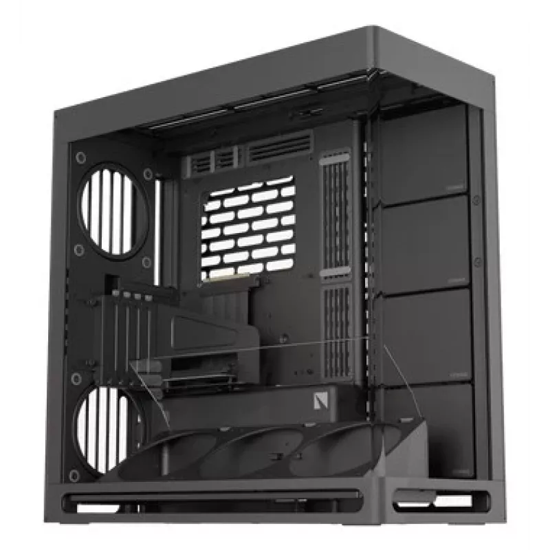HAVN HS 420 VGPU datora korpuss, Midi-tower, E-ATX, rūdīts stikls, PCIe 5.0 pacēlājkabelis - melns