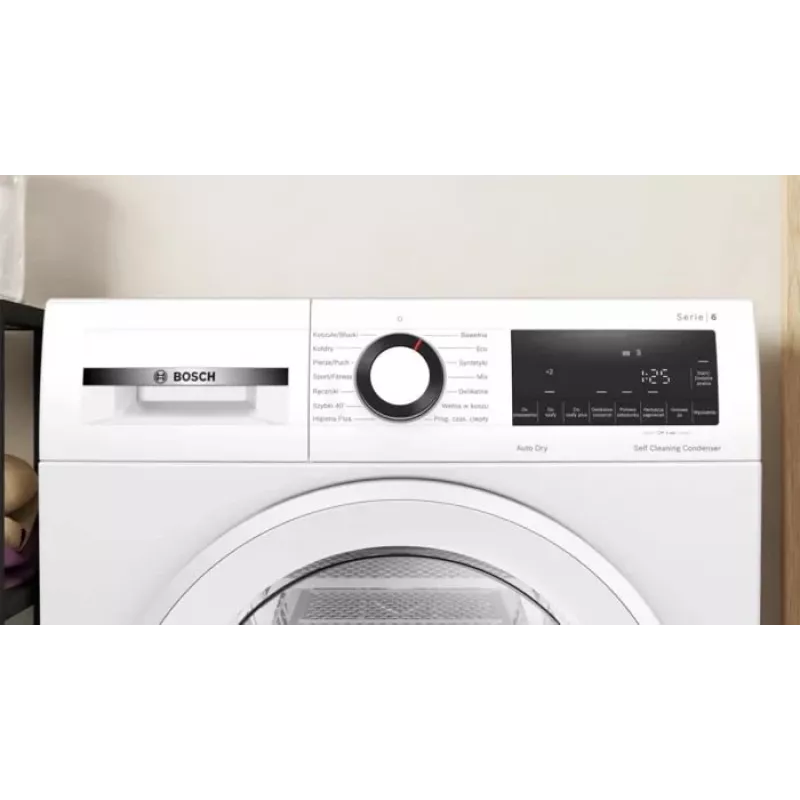 Kondensācijas veļas žāvētājs Bosch WQG145APPL 9 kg, siltumsūknis, 14 programmas, LED displejs, balts