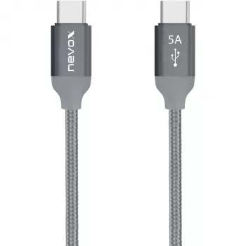 USB kabelis Nevox 1654 USB 2.0 2m USB C pelēks sudrabains