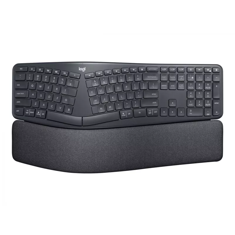Logitech ERGO K860 - Tastatūra - Bezvadu - 2,4 GHz, Bluetooth 5.0 - QWERTY - Spāņu - Grafīts