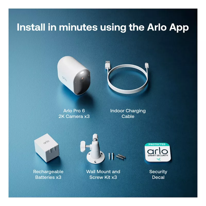ARLO Pro 6 - 2025 Edition - Tīkla novērošanas kamera - Āra zona, Iekštelpu zona - laikapstākļiem izturīga - Krāsa (diena/nakts)