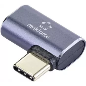 Renkforce USB4® adapteris [1x USB4® spraudnis - 1x USB-C® kontaktligzda] 40 Gbit/s 90° pa kreisi leņķots, alumīnija spraudnis (RF-5245272)