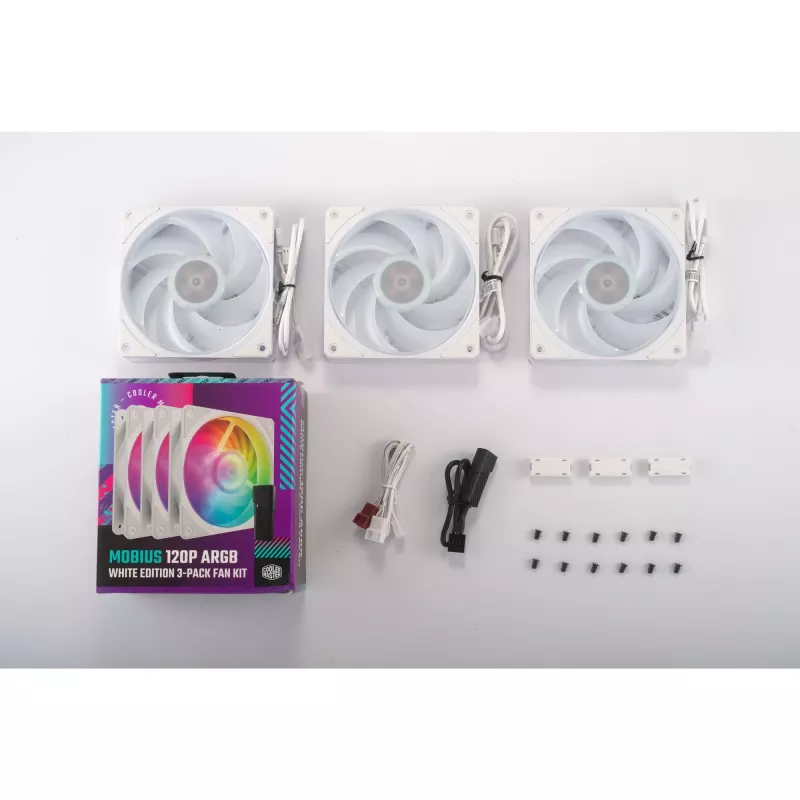 COOLER MASTER Mobius 120P ARGB 120mm Balts 3-Pack