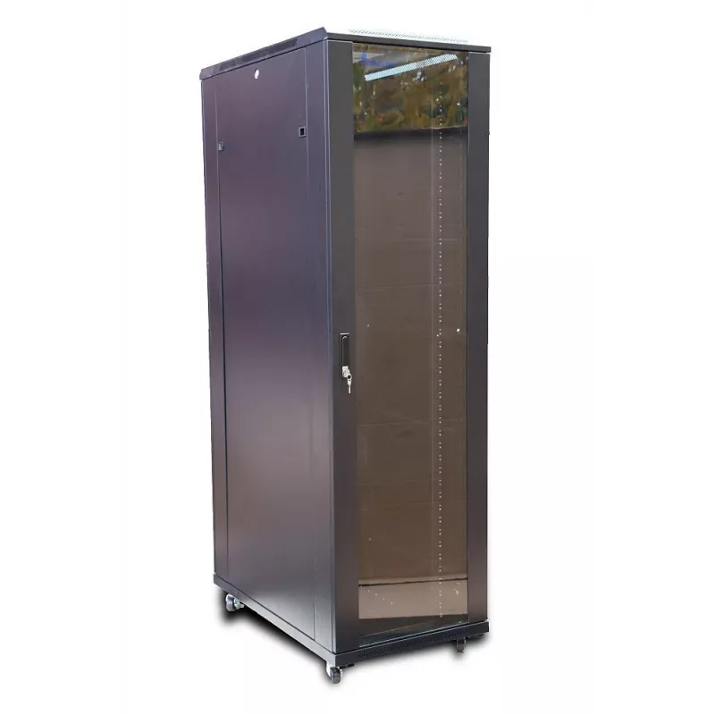 Brīvi stāvošs statīvs Extralink 42U 800X800 STĀVOŠS RACK SKAPIS MELNS 1400 kg ietilpība