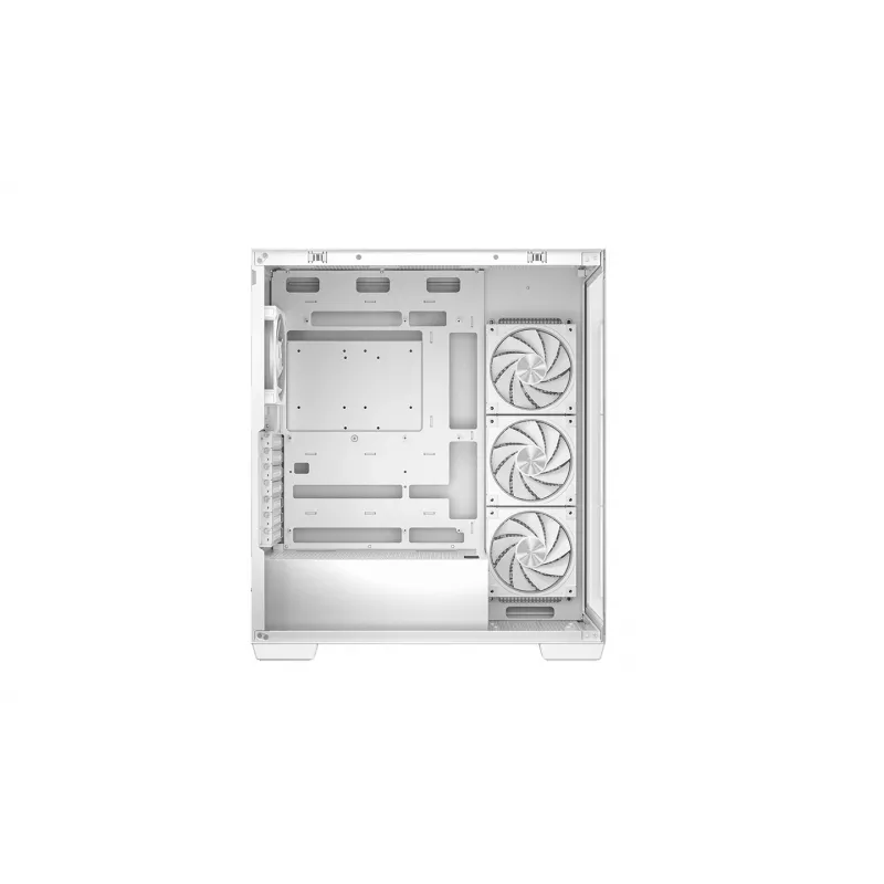 PC Case DeepCool CG580 4F V2 Midi Tower balta — ATX, rūdīts stikls, 3x120mm sānu ventilatori, 360mm sānu radiatora atbalsts