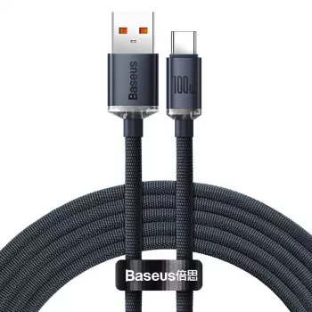 Baseus Crystal Shine kabelis USB uz USB-C, 100W, 2m (melns)