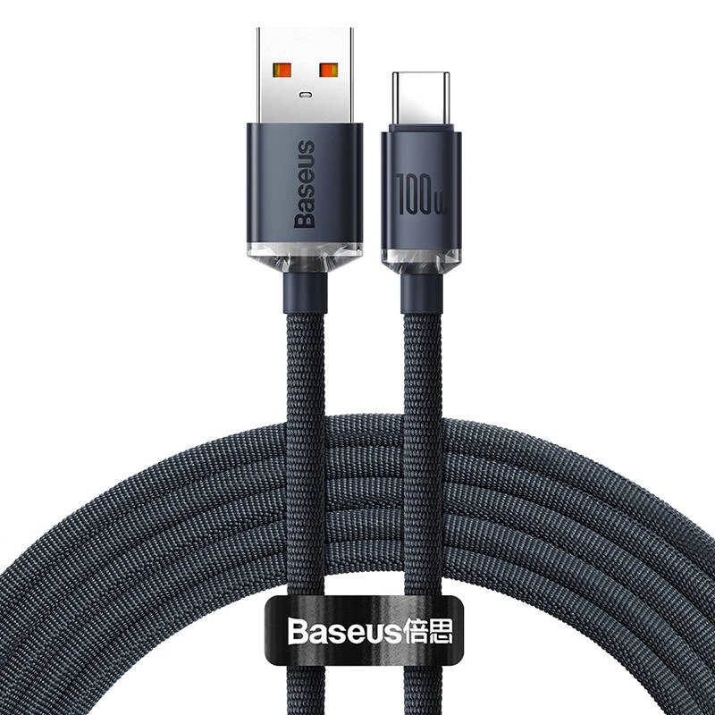Baseus Crystal Shine kabelis USB uz USB-C, 100W, 2m (melns)