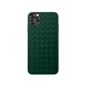 Aizsargājošs mīksts vāciņš Devia iPhone 11 Pro Max ar auduma raksta dizainu, zaļš