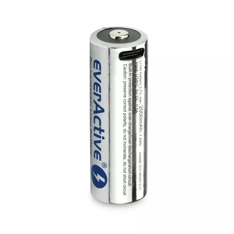 Akumulatora baterija 18500 3,7V Li-ion 2100mAh ar USB-C