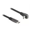 DeLOCK USB 2.0 plakanā lentes kabelis USB Type-C vīrišķais uz USB Type-C vīrišķais leņķveida PD 3.0 60 W 14 cm melns