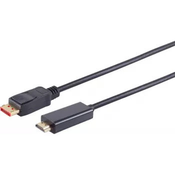 Video kabeļa adapteris S/CONN 10-71045 3m DisplayPort HDMI Type A Melns