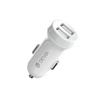 Auto lādētājs Devia Smart Series Lightning 5V 3.1A Dual USB balts