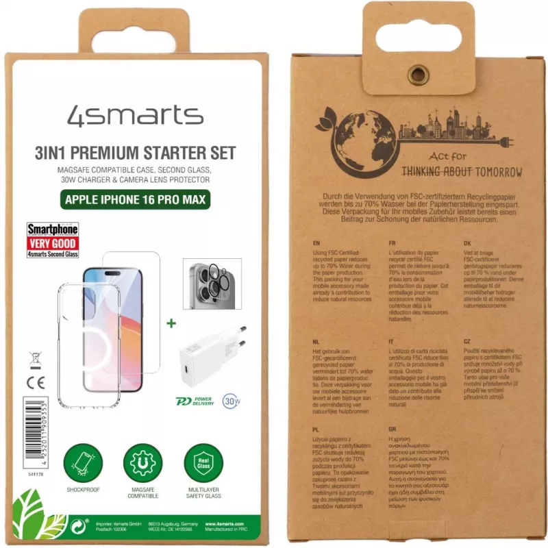 Iekštelpu lādētājs 4smarts 541178 caurspīdīgs balts ātrā uzlāde USB Type-C