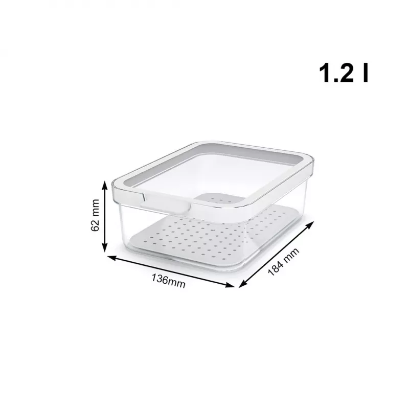 Pārtikas trauks rotho 1053201100 Taisnstūrveida 1,2 L caurspīdīgs balts, tehnopolimērs, mazgājams trauku mazgājamajā mašīnā