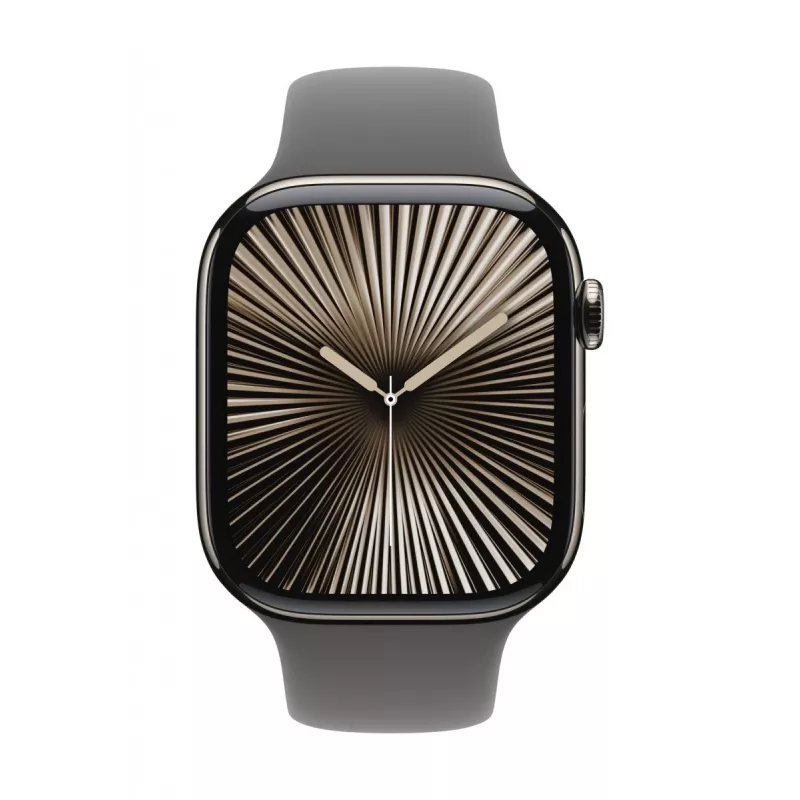 Watch Series 10 GPS + Cellular 46 mm dabīga titāna korpuss ar Stone Grey sporta siksniņu - S/M