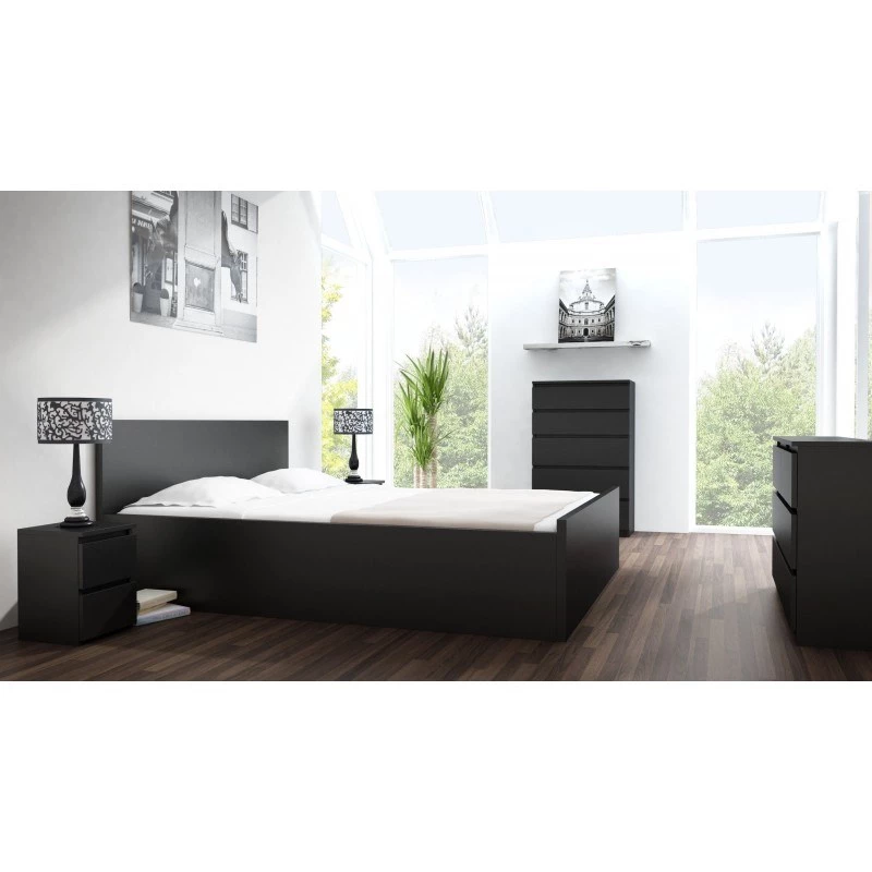 Naktsgaldiņš top e shop M2 CZERŃ, 2 atvilktnes, melns, 300×300×400 mm