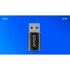 Savio AK-81 video kabeļa adapteris USB Type-C USB Type-A melns