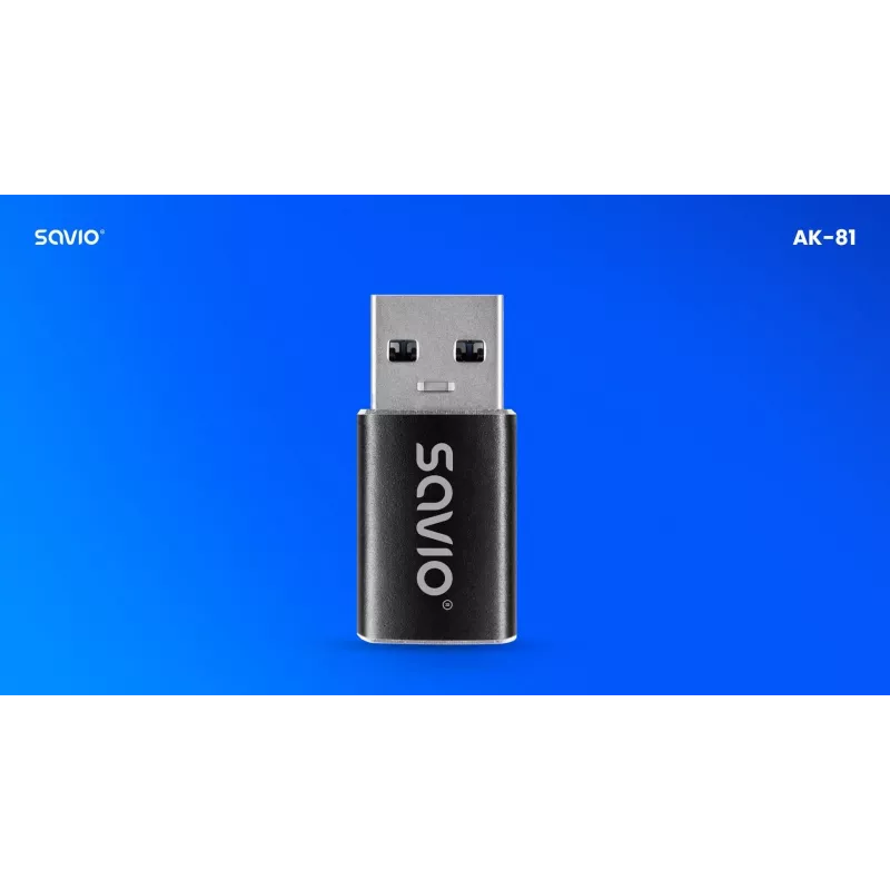 Savio AK-81 video kabeļa adapteris USB Type-C USB Type-A melns