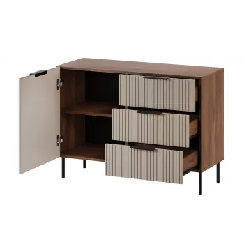 Kumode Cama Meble ALMERA 104x42x75 cm, riekstkoka/kašmira krāsā, 3 atvilktnes, skaidu plāksne