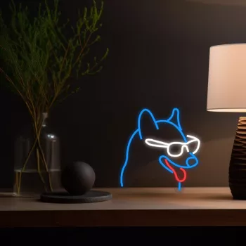 Neona gaismas uzraksts MANTA Neon Lights Dog with Glasses Manta SNL69MT — dekoratīvs LED neona stila sienas gaismeklis