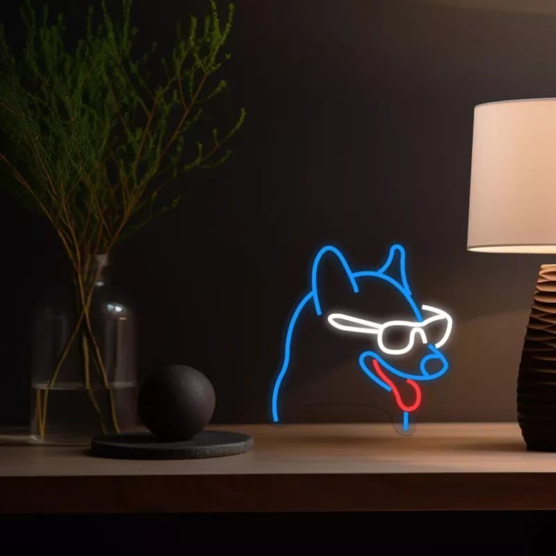 Neona gaismas uzraksts MANTA Neon Lights Dog with Glasses Manta SNL69MT — dekoratīvs LED neona stila sienas gaismeklis