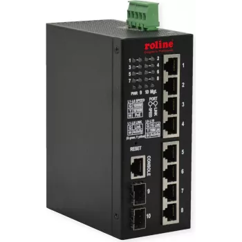 ROLINE Industr. Gigabit Eth. Switch 8x+ 2x dual-speed SFP managed 240W - Slēdzis - 1 Gbps - 10 porti - Power over Ethernet - Pārvaldīts (21.13.1131)