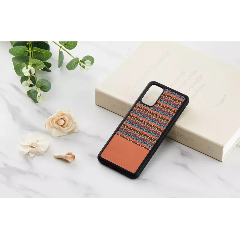 Telefona maciņš man and wood Samsung Galaxy S20+ — brūns rūtis ar melnu apmali